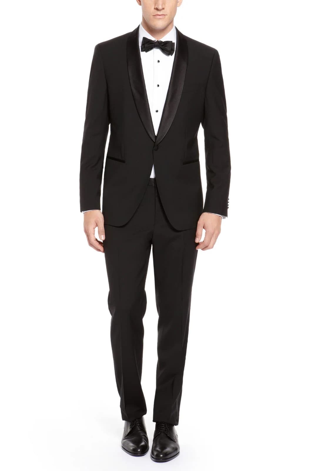 Tuxedo Đen Ve Shawl Một Nút — SN-011