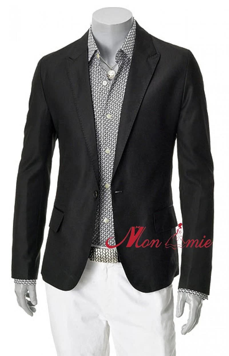 Blazer Đen Dệt Thô Phóng Khoáng — SN-249