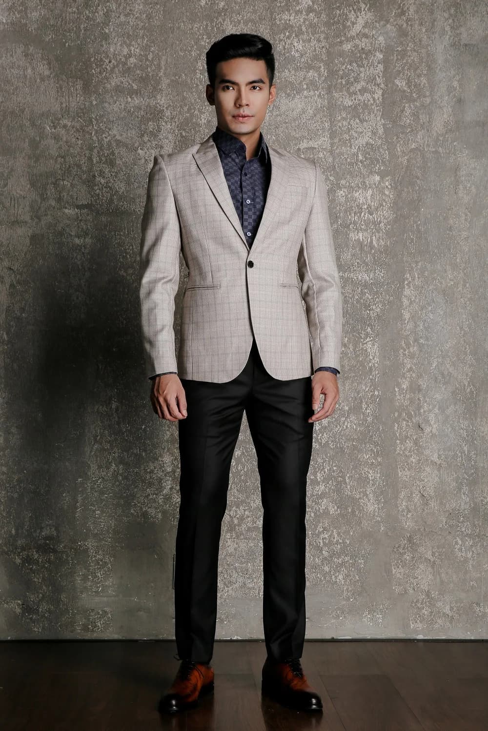 Blazer Be Kem Houndstooth Chìm Ve Peak — SN-278