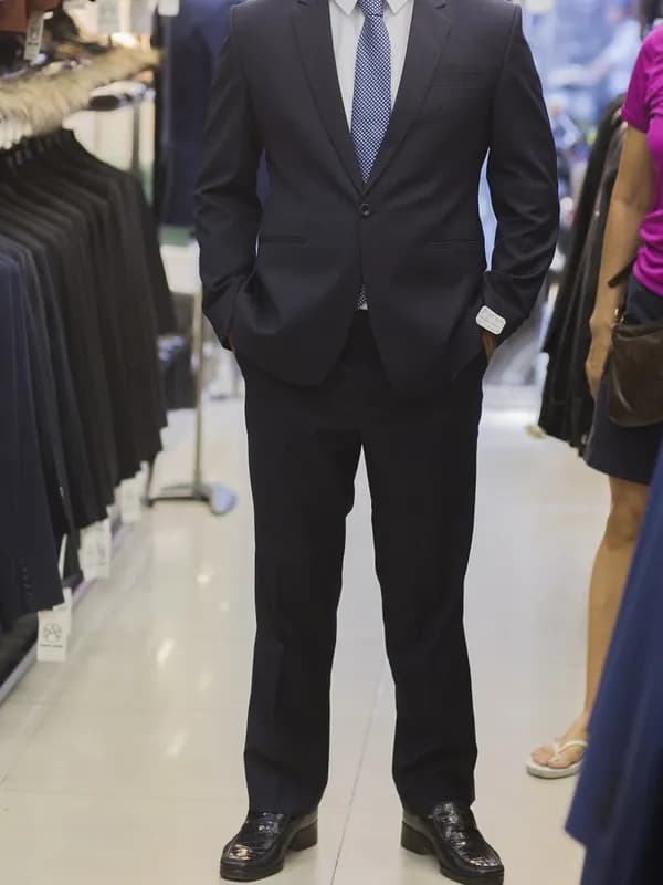 Suit Đen Than Cà Vạt Xám Xanh — SG-020