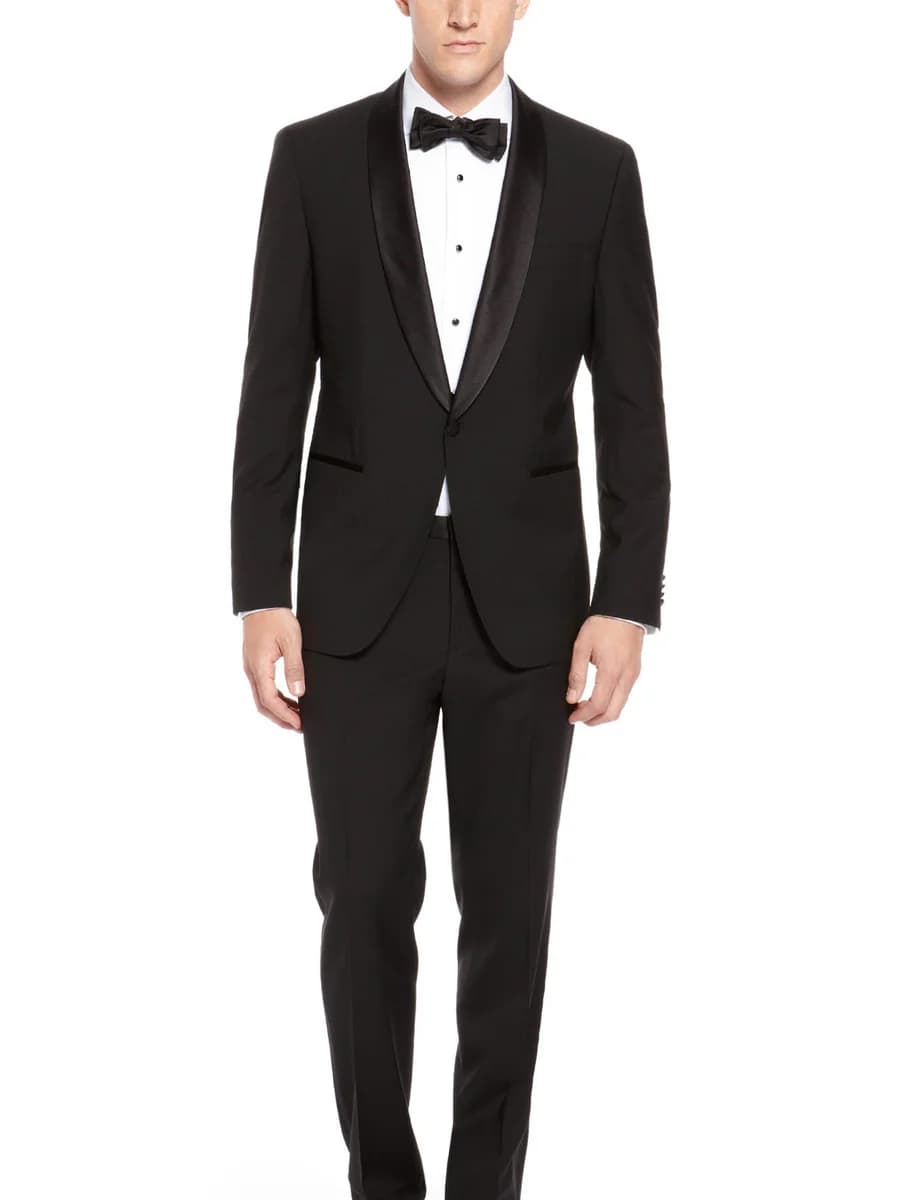Tuxedo Đen Ve Shawl Một Nút — SN-011