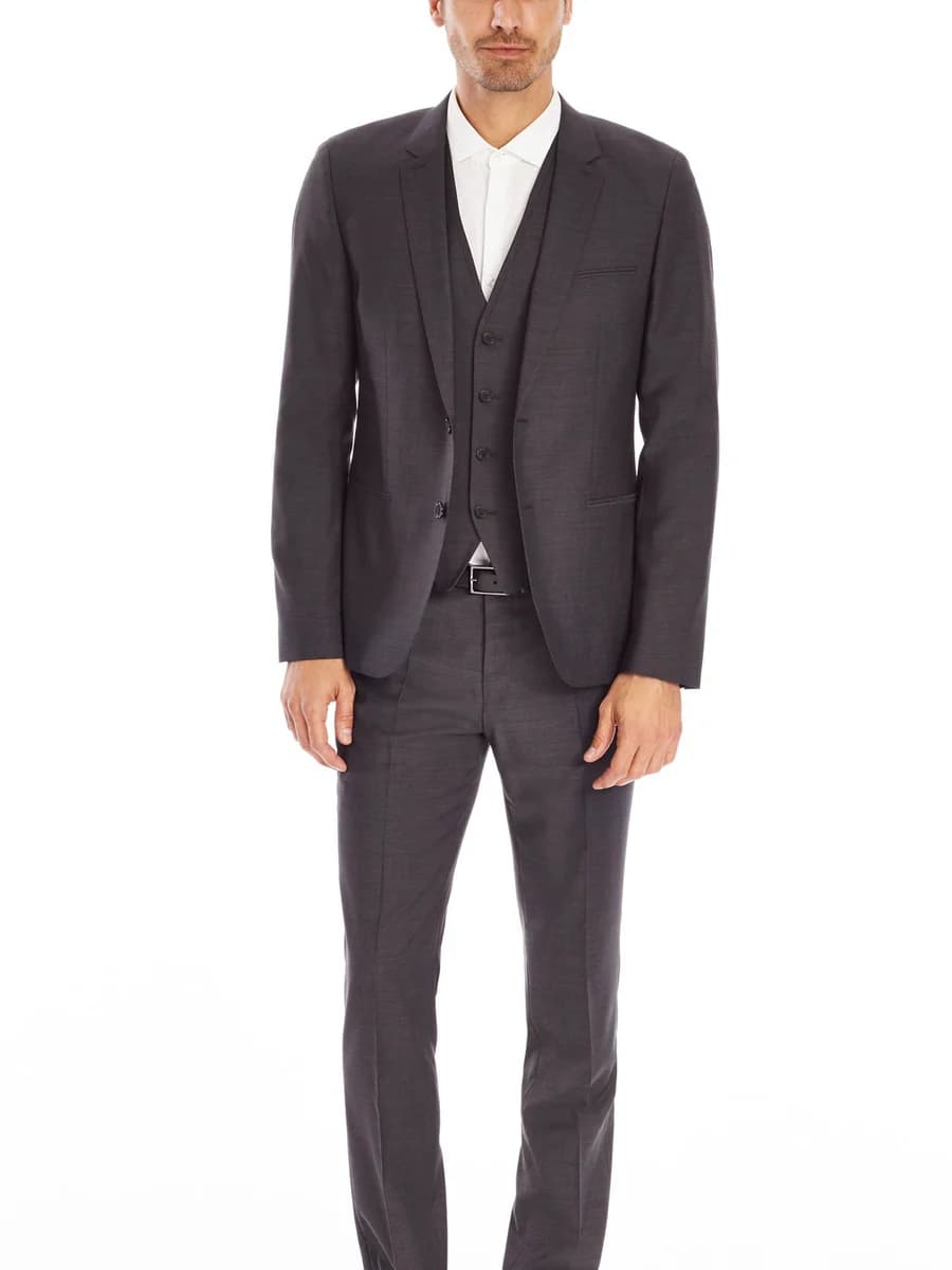 Suit Xám Than Ba Mảnh Gile Năm Nút — SN-025