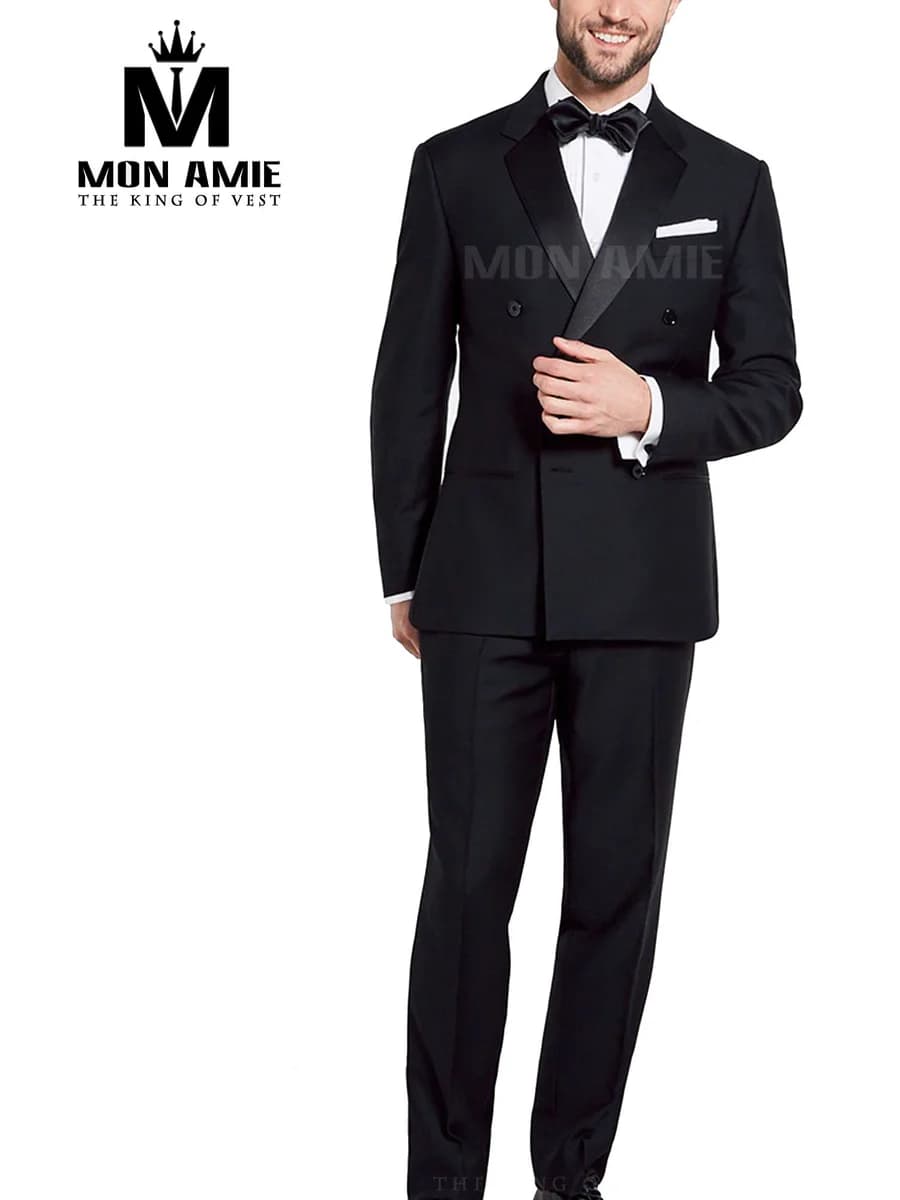 Tuxedo Đen Hai Hàng Nút Ve Đỉnh — SN-034