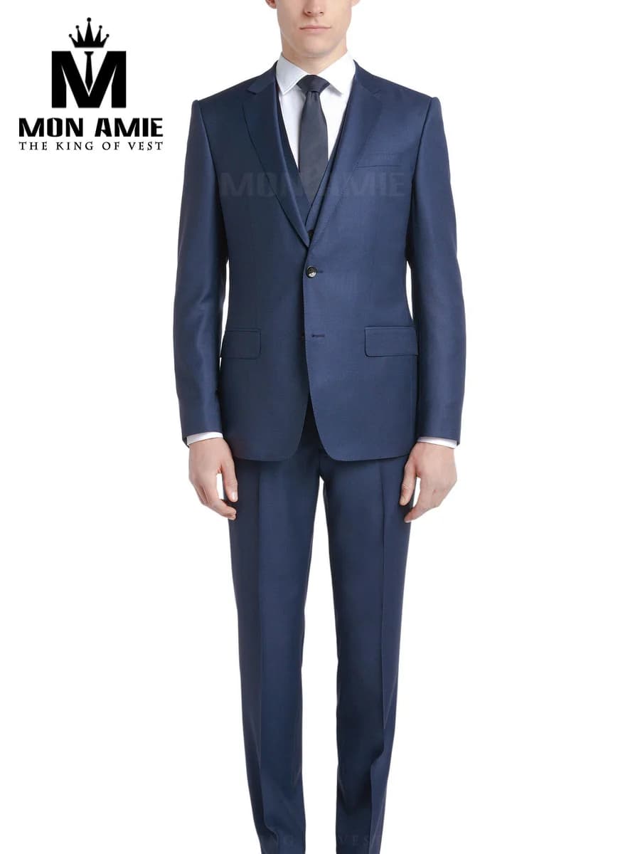 Suit Navy Ánh Thép Ve Notch — SN-042