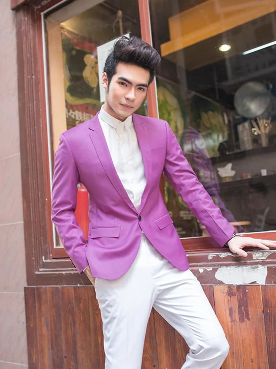 Blazer Tím Lan Quần Trắng — SN-053