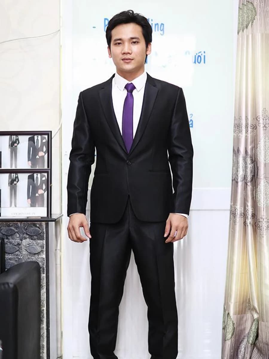Vest Cưới Đen Ánh Lụa — SN-087
