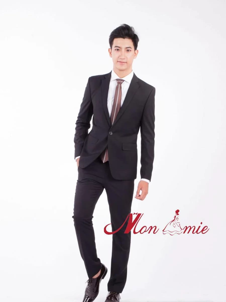 Vest Đen Một Khuy Nâu Trầm — SN-113