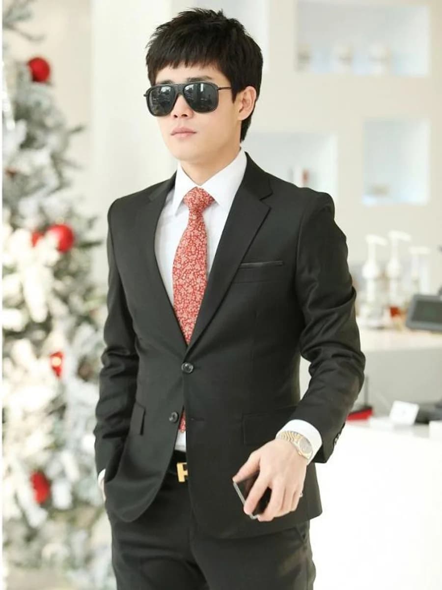 Vest Đen Cà Vạt Hoa Đỏ — SN-171