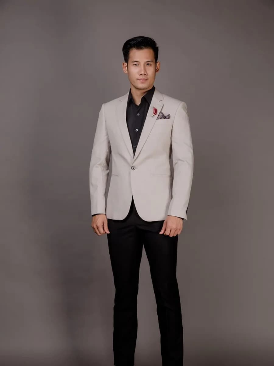 Blazer Kem Xám Nhạt Trơn 1 Khuy Ve Notch — SN-258