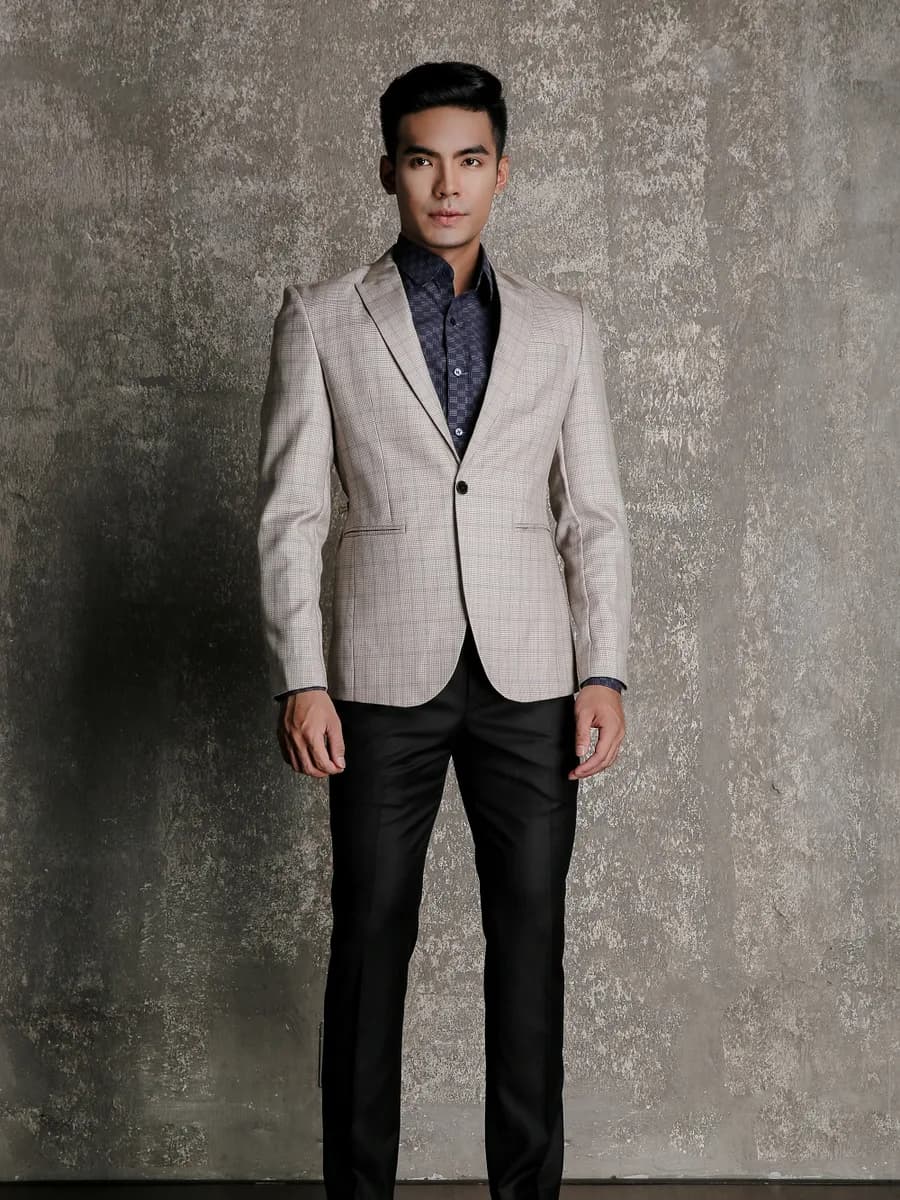 Blazer Be Kem Houndstooth Chìm Ve Peak — SN-278