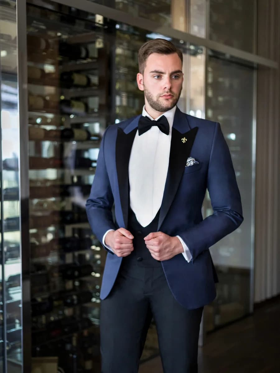 Tuxedo Navy Ba Mảnh Gi-lê Đen — TUX-028