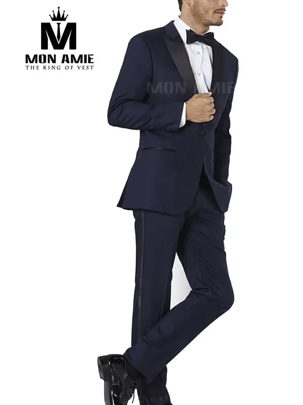 Tuxedo Navy Quần Viền Satin — TUX-034