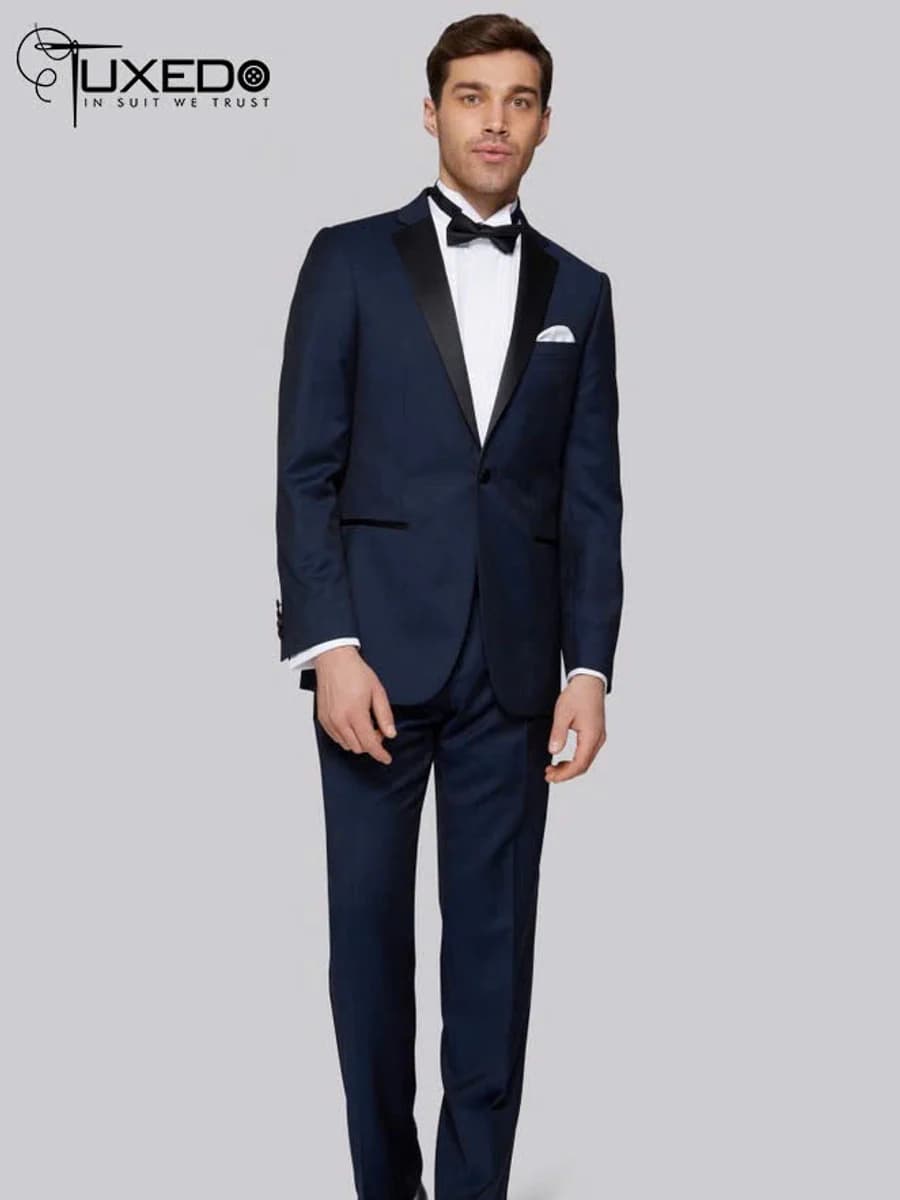 Tuxedo Navy Đậm Viền Satin — TUX-038
