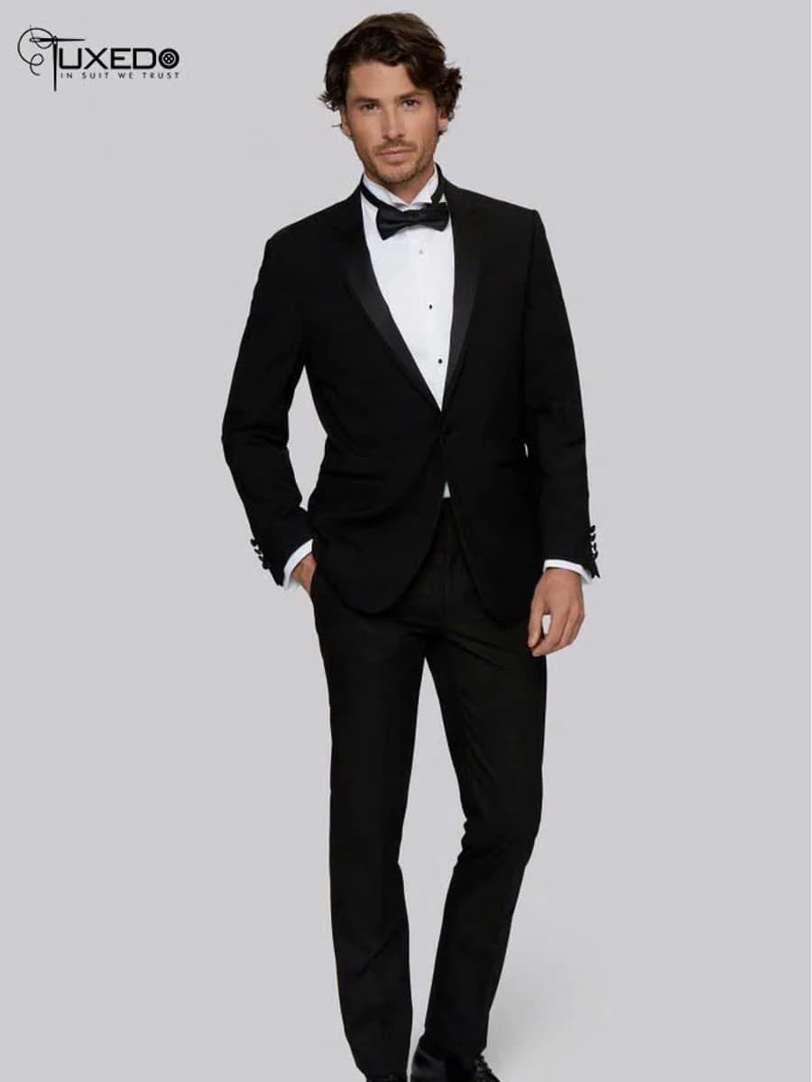 Tuxedo Đen Ve Khăn Một Nút — TUX-039