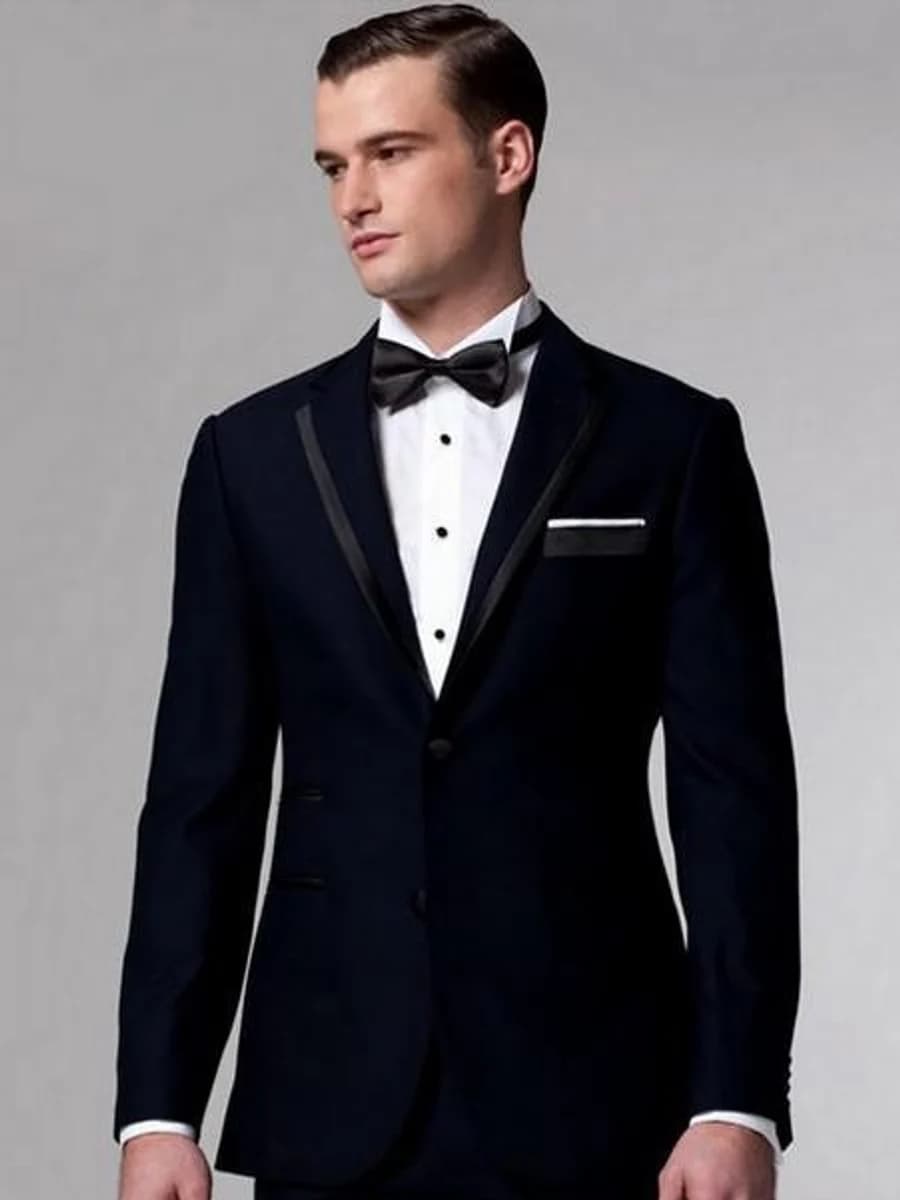 Tuxedo Navy Viền Satin — TUX-051