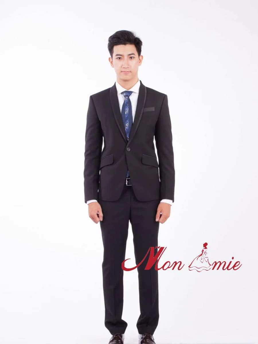 Vest Cưới Ve Khăn Đen Tuyền — TUX-086