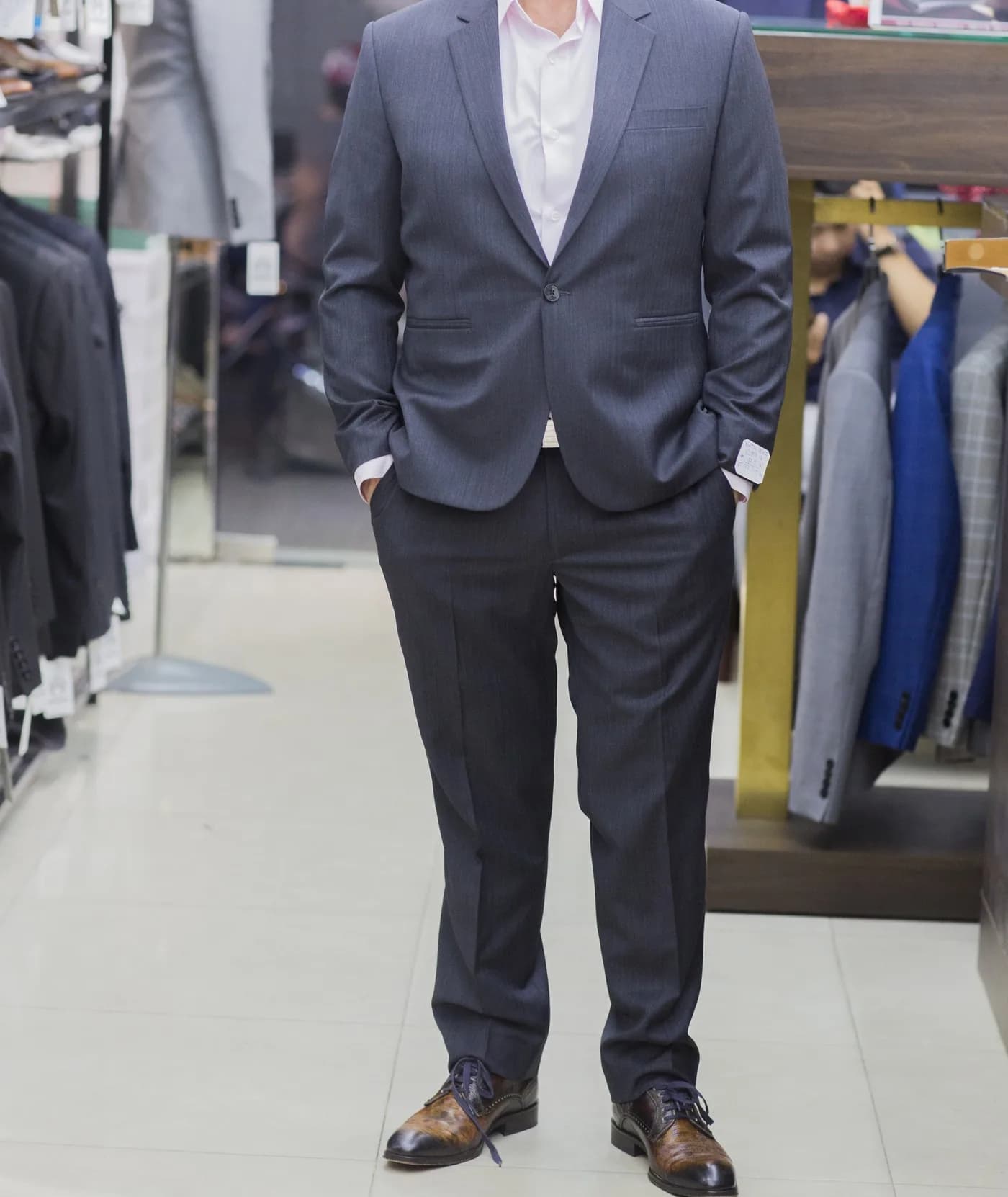 Suit Xám Xanh Sơ Mi Mở Cổ — SG-004