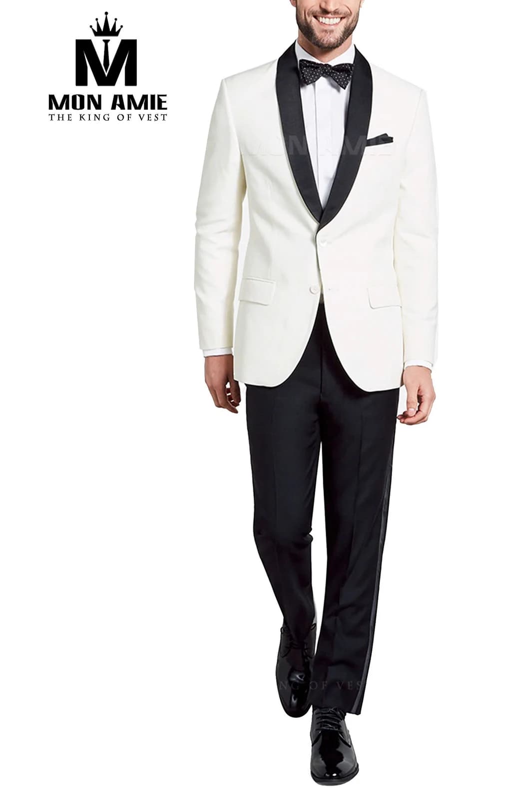 Tuxedo Trắng Ngà Ve Shawl Satin — SN-032