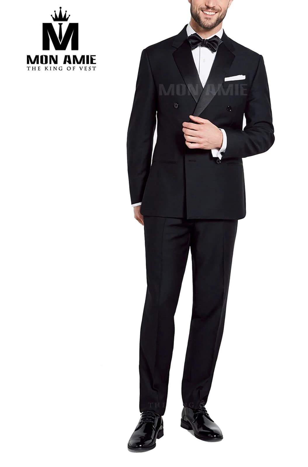 Tuxedo Đen Hai Hàng Nút Ve Đỉnh — SN-034