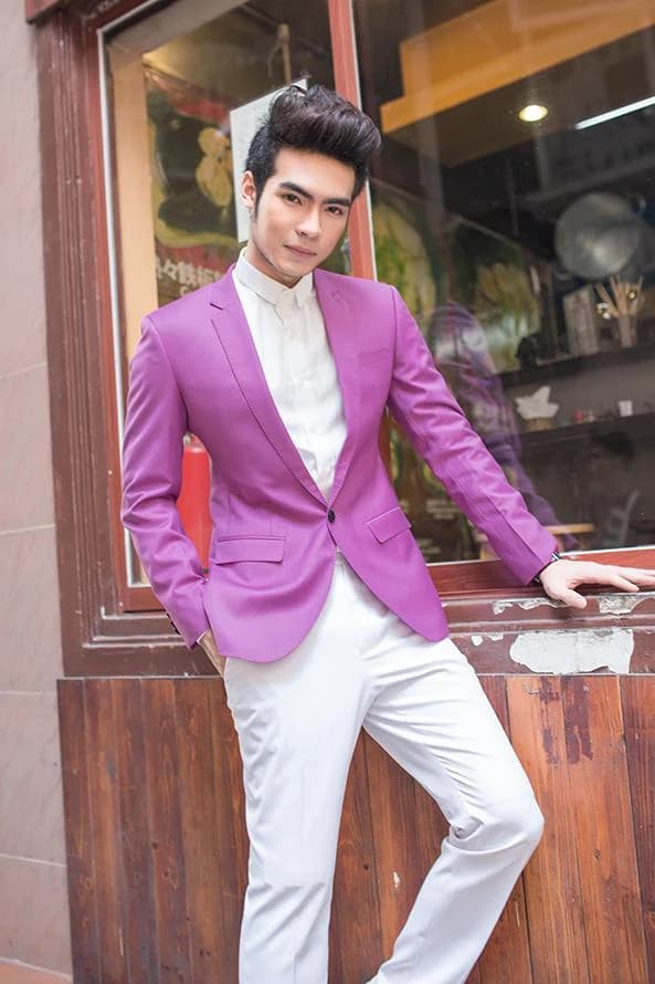 Blazer Tím Lan Quần Trắng — SN-053