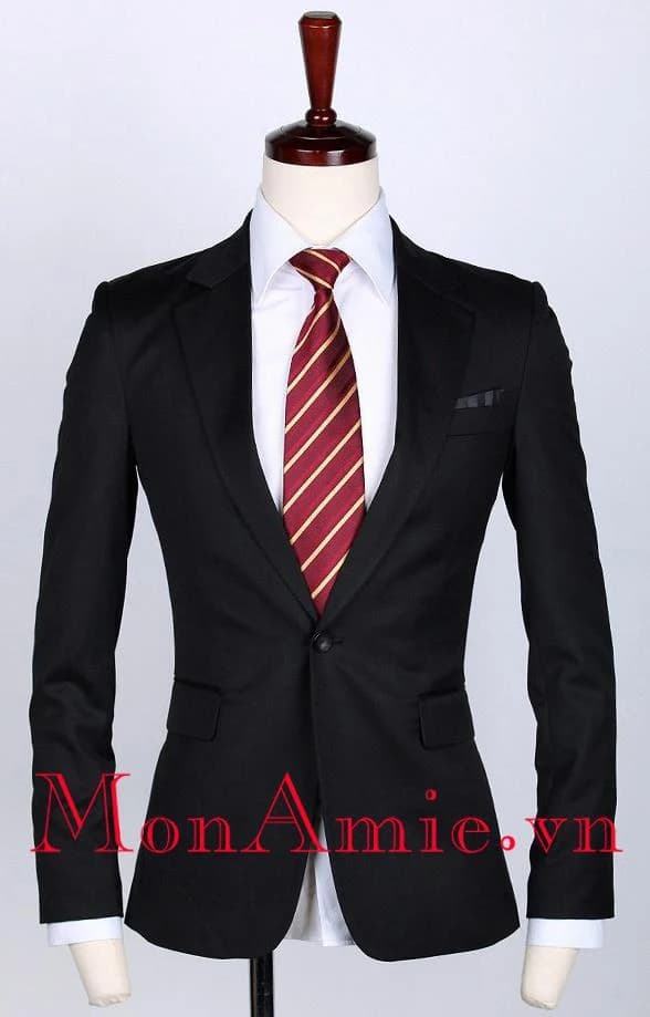 Vest Đen Một Nút Chuẩn Mực — SN-122