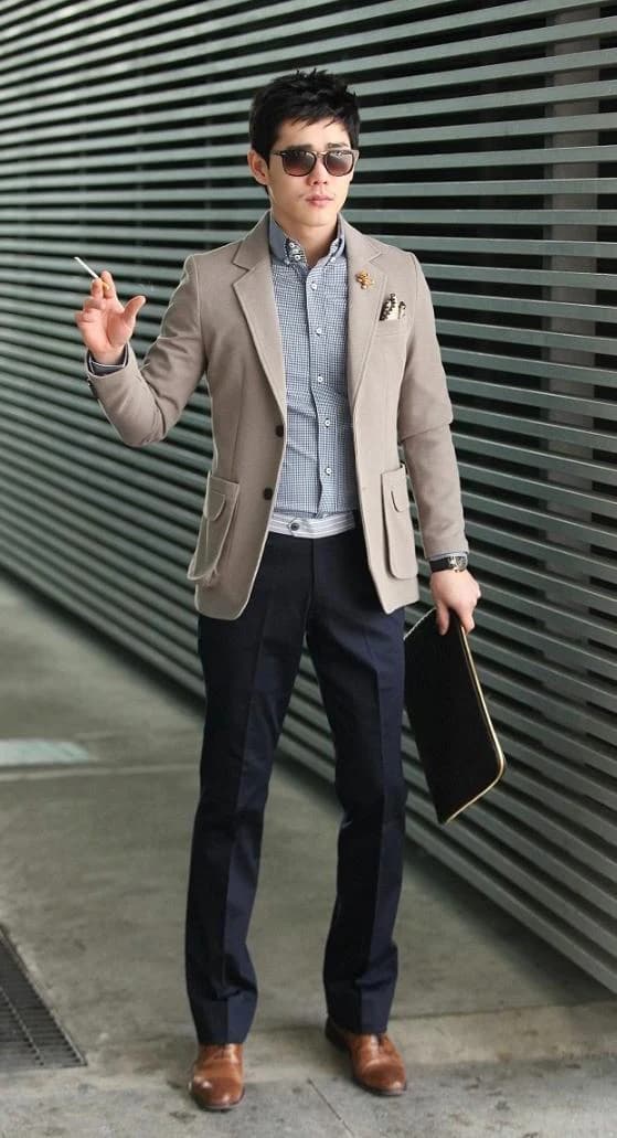 Blazer Nâu Taupe Túi Đắp — SN-164