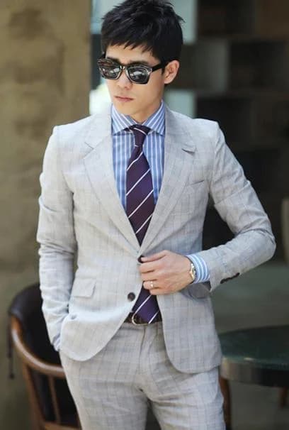 Vest Xám Kẻ Ô Ve Nhọn — SN-180