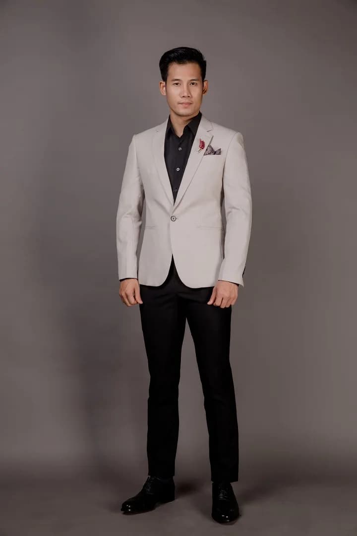 Blazer Kem Xám Nhạt Trơn 1 Khuy Ve Notch — SN-258