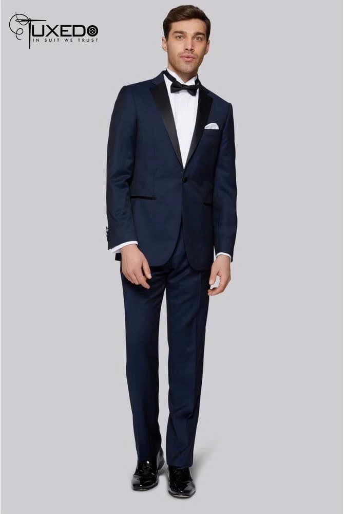 Tuxedo Xanh Navy Ve Nhọn Đen — TUX-011