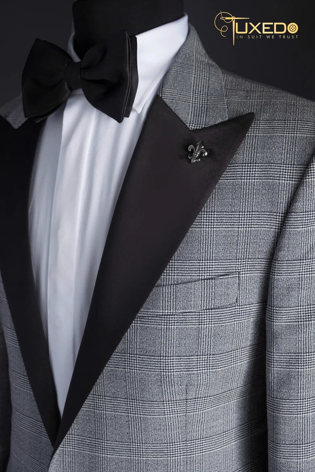 Tuxedo Caro Prince Of Wales Xám — TUX-029