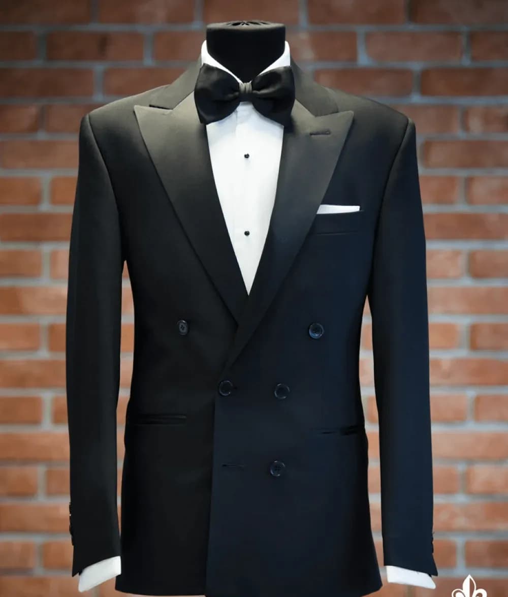 Tuxedo Đen Hai Hàng Nút Sáu Khuy — TUX-033