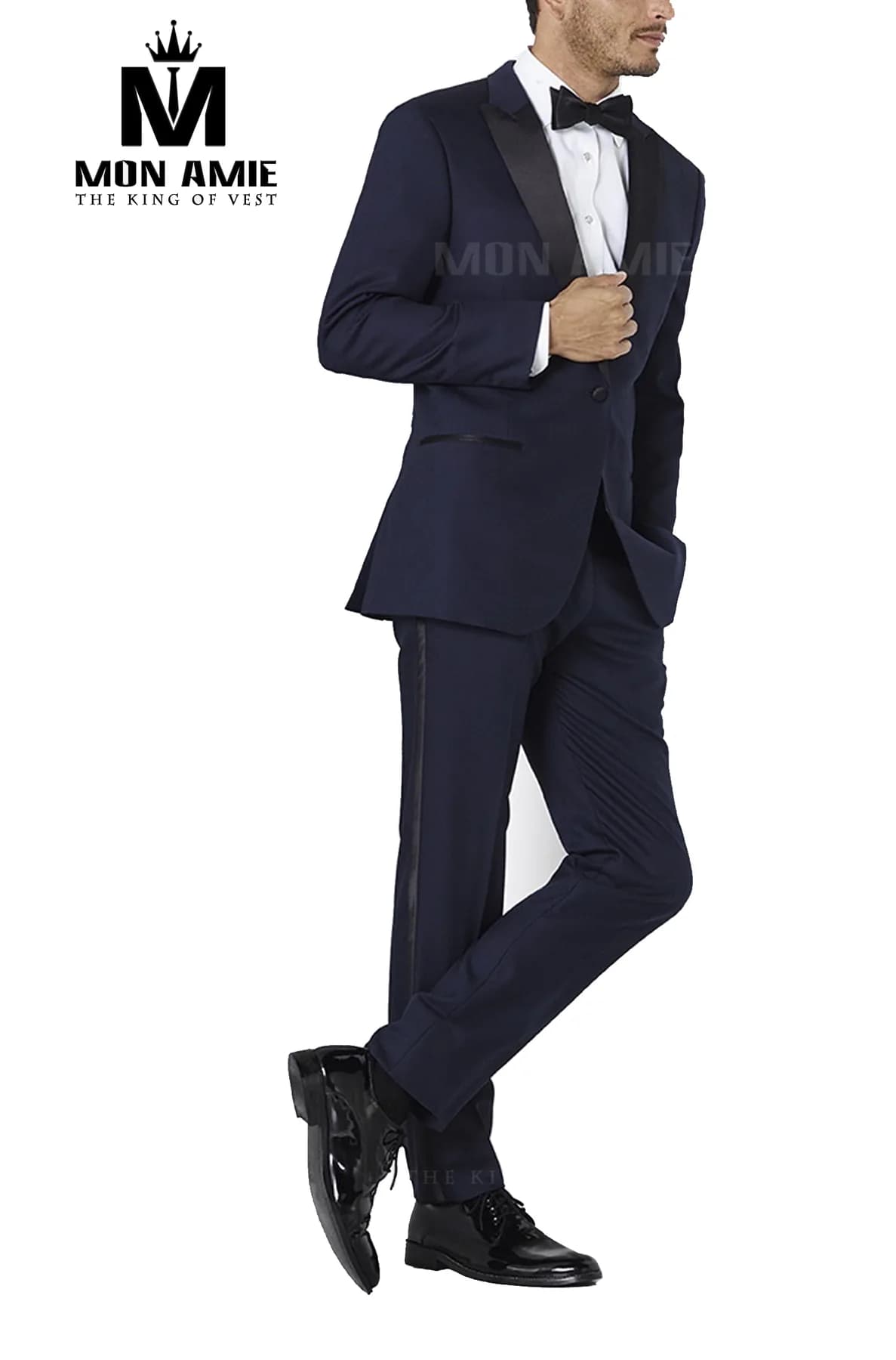Tuxedo Navy Quần Viền Satin — TUX-034