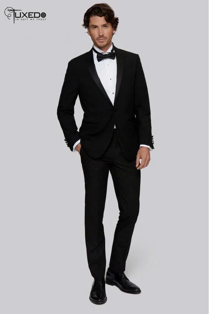 Tuxedo Đen Ve Khăn Một Nút — TUX-039