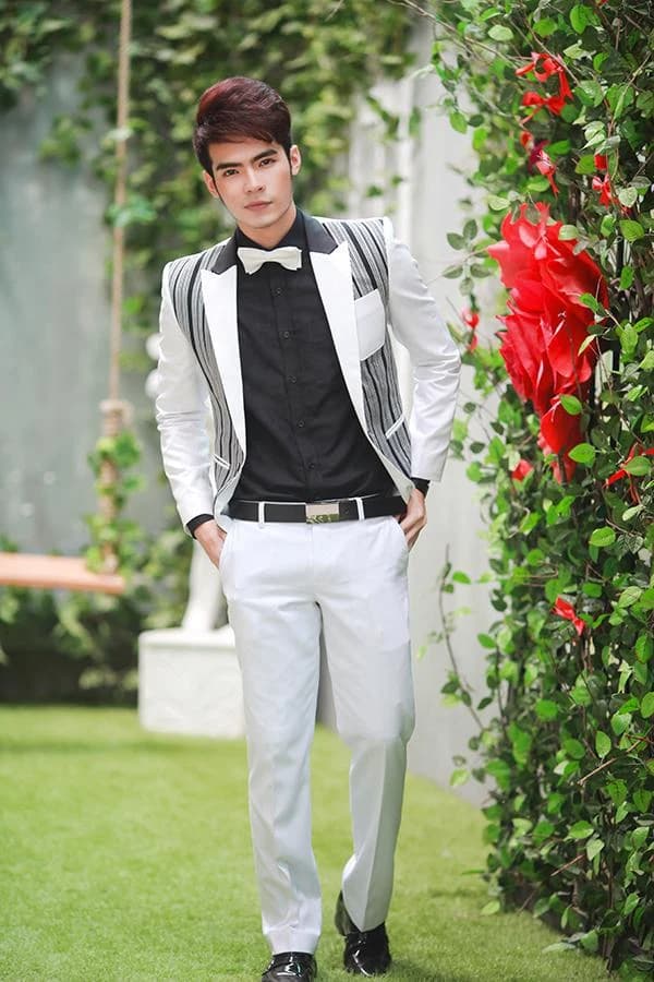 Tuxedo Trắng Sọc Ánh Bạc — TUX-075