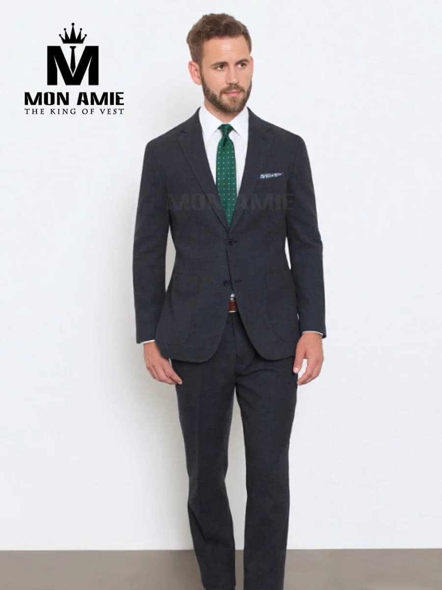 Suit Xám Chì Dệt Nỉ Túi Ốp — SN-003