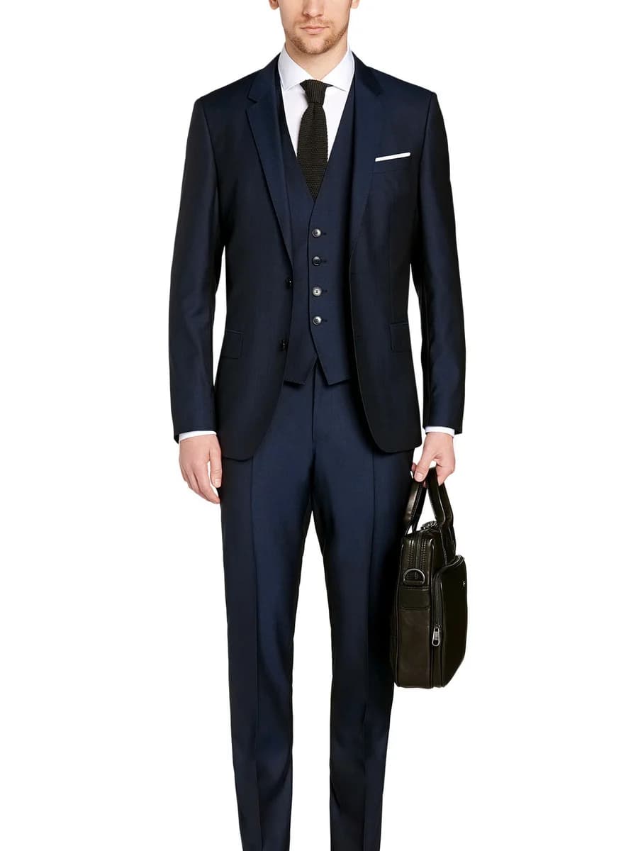 Suit Navy Đậm Ba Mảnh Kèm Gilê — SN-013