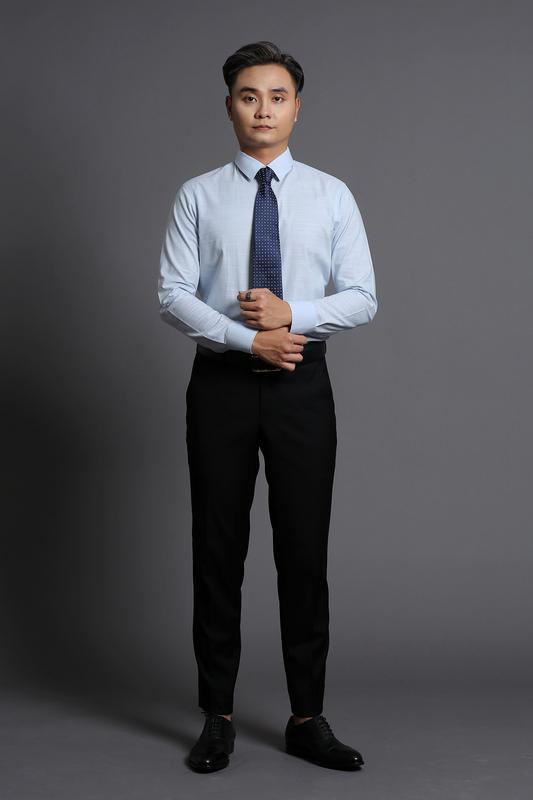 Áo Sơ Mi Xanh Trơn Thanh Lịch