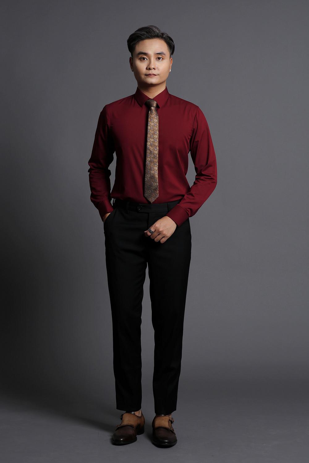 ÁO SƠ MI NAM CÔNG SỞ ÁO ĐỎ ĐÔ