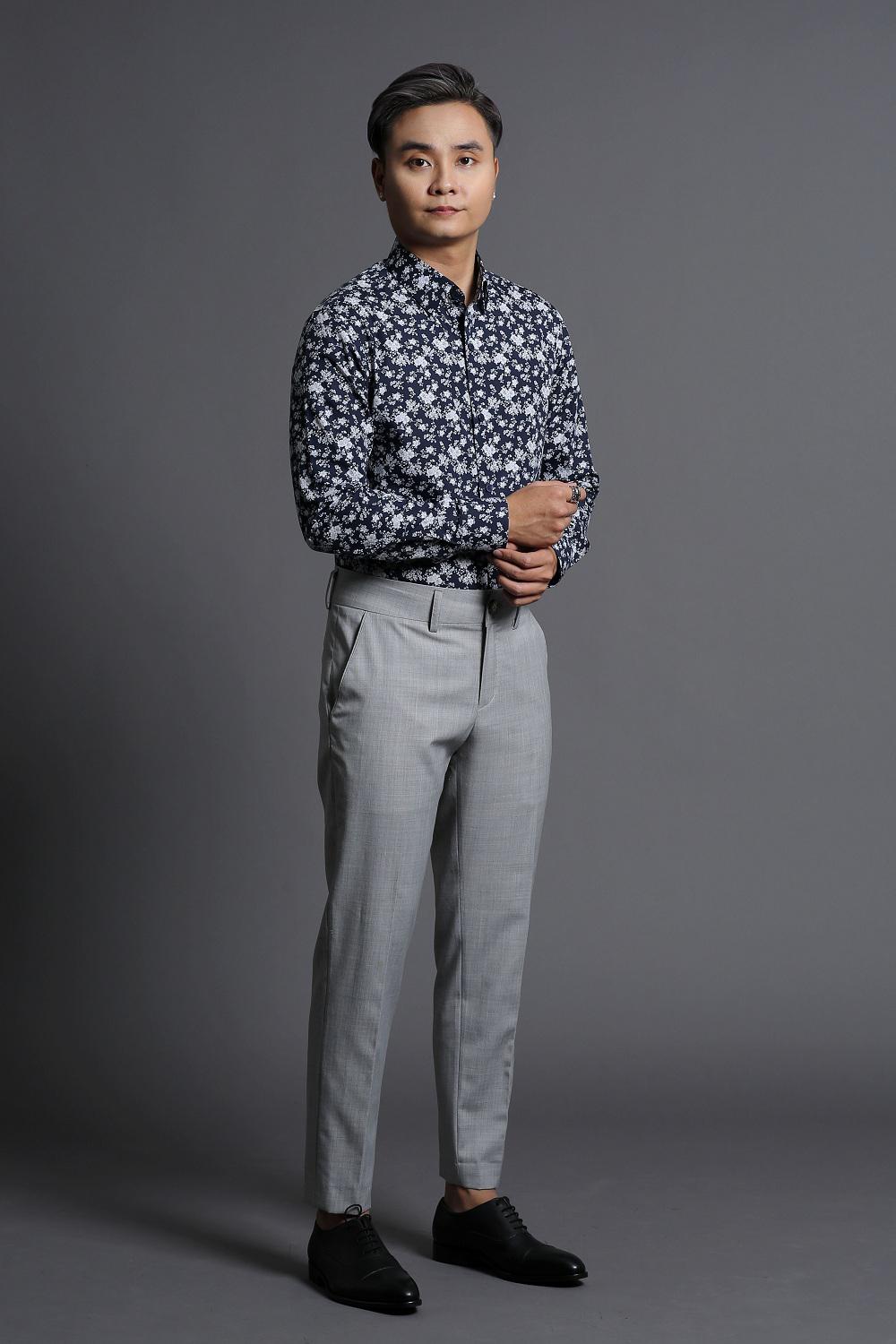 Áo Sơ Mi Nam Công Sở Đen Họa Tiết Hoa