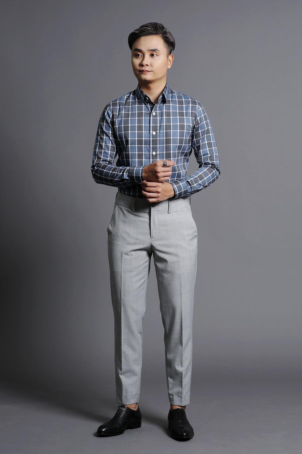 Áo Sơ Mi Nam Caro Xanh Đen