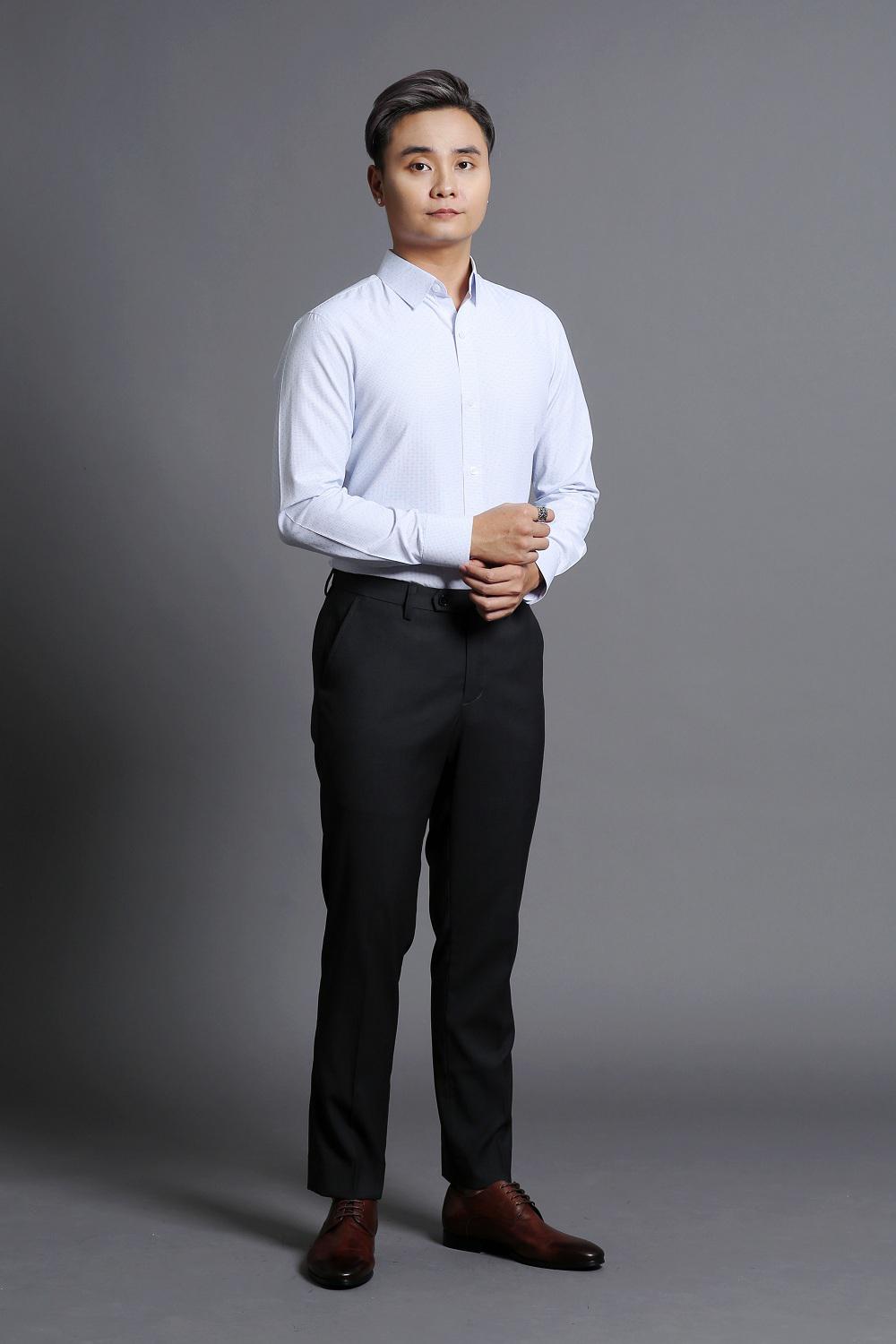 Áo Sơ Mi Nam Trắng Chấm Bi