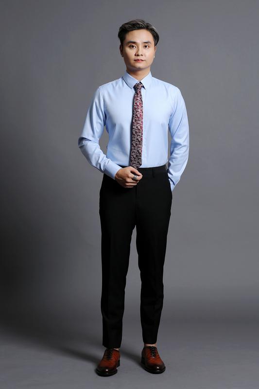 Áo Sơ Mi Nam Xanh Sáng Trơn Cao Cấp