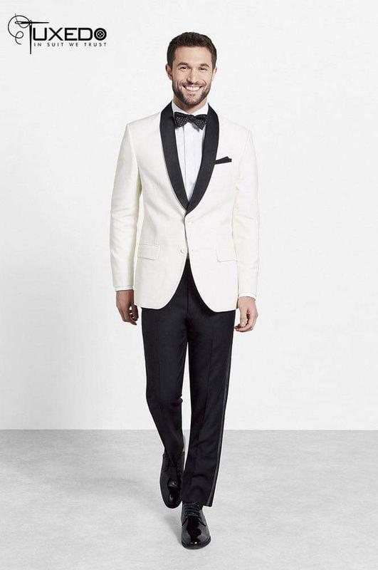 Bộ Tuxedo trắng 70% Wool 