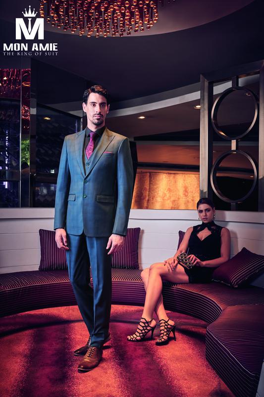 Bộ Vest Nam Doanh Nhân Cao Cấp Caro Xanh Đen D595-1